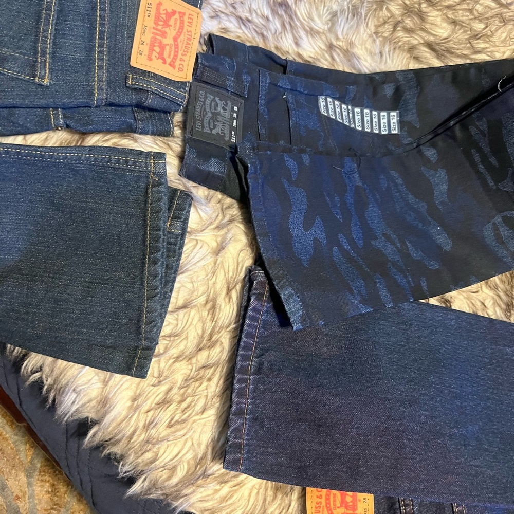 Levi's (new w/tags) Dark Blue (511s)Slim Jeans(3 pr) for BOYS Sz 16R - Picture 7 of 10